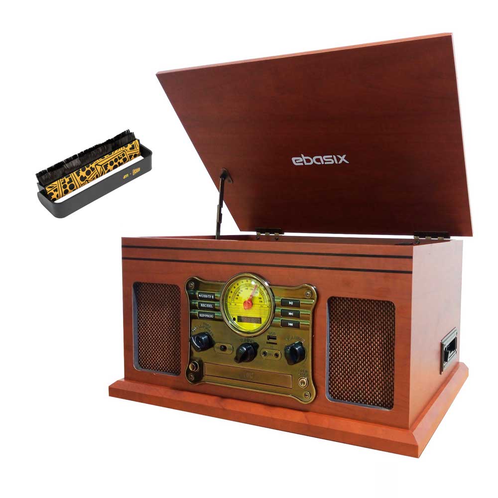 Tocadiscos Retro 8 En 1 + Incluye brocha de limpieza AM