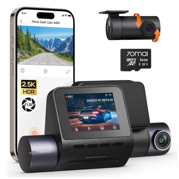 Dash Cam Cámara Carro Delantera+Trasera 70Mai A410 2.5K+1080P + 64GB