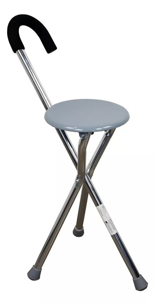 Bastón de aluminio tipo asiento de 3 patas