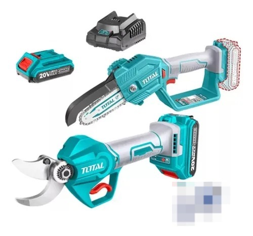 Kit Motosierra + Tijera De Podar Jardín 20v Total  Color Turquesa