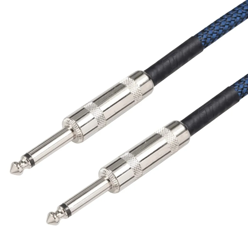 Cable Guitarra 10 Metros Plug 6.3 A 6.3 Azul con Negro