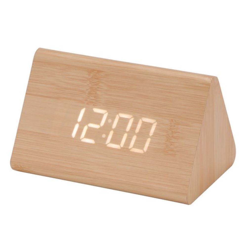 Reloj despertador digital de madera, ebasix